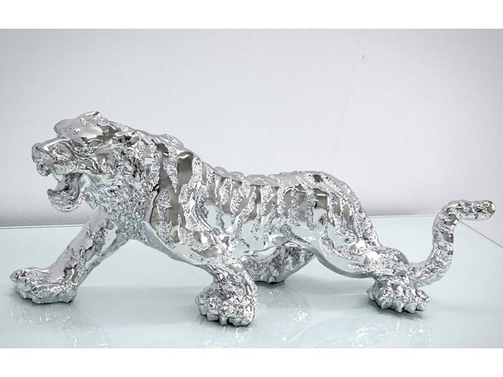 Srebrna figurka Tygrys 77x22x28cm Kolor Srebrny Żywica Zwierzęta Kategoria Figury i rzeźby