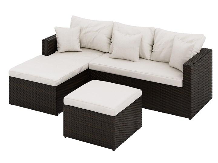 Meble ogrodowe brązowy technorattan 1031 Zestawy wypoczynkowe Zawartość zestawu Sofa Zawartość zestawu Narożnik