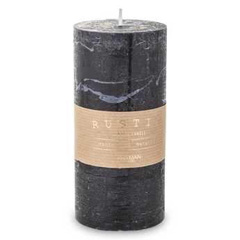 RUSTIC świeca czarna walec, wys. 15 cm
