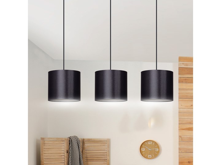 BERYL 3 BL BLACK lampa wisząca duże abażury regulowana wysokość różne kolory Lampa z abażurem Styl Klasyczny Metal Ilość źródeł światła 3 źródła