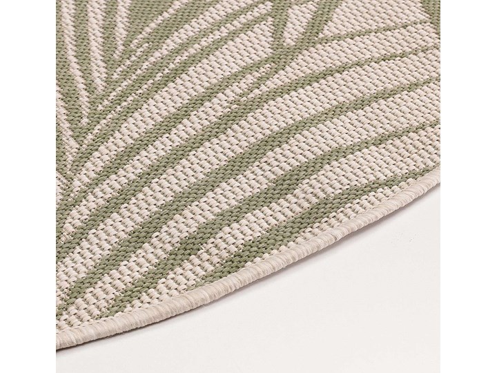 Dywan Lineo wool/ jungle green 120cm, ⌀120 cm Syntetyk Juta Okrągły Dywany Wzór Roślinny