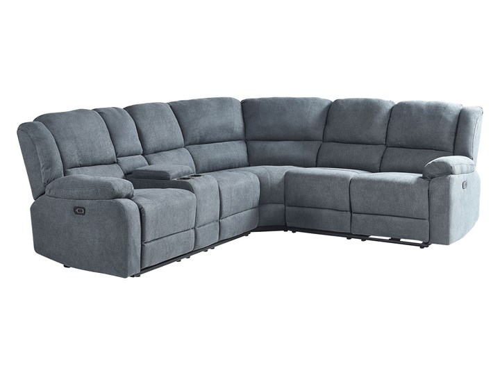 Narożnik rozkładany elektryczny szary tapicerowany z funkcją relaksu sofa 5-osobowa port USB uchwyt na napoje Modułowe Liczba miejsc Pięcioosobowy i więcej Nóżki Bez nóżek