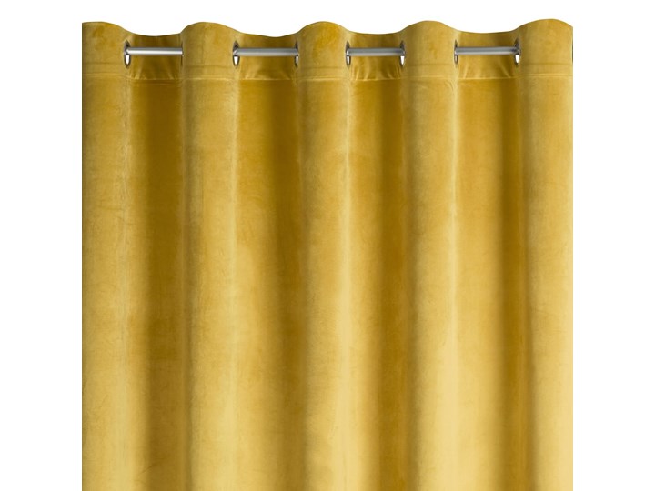 Zasłona Welwetowa Melanie 135x250cm - Musztardowy - Przelotki 135x250 cm Poliester 140x250 cm Bawełna Kolor Żółty