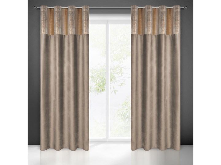 Zasłona Welwetowa Peri 140x250cm - Ciemny Beżowy - Przelotki Bawełna 140x250 cm Poliester Mocowanie Kółka