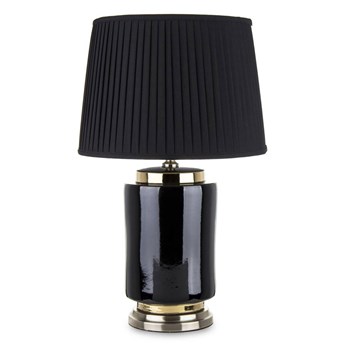 BLACK VELVET lampa ceramiczna czarno-złota z czarnym abażurem, wys. 66 cm