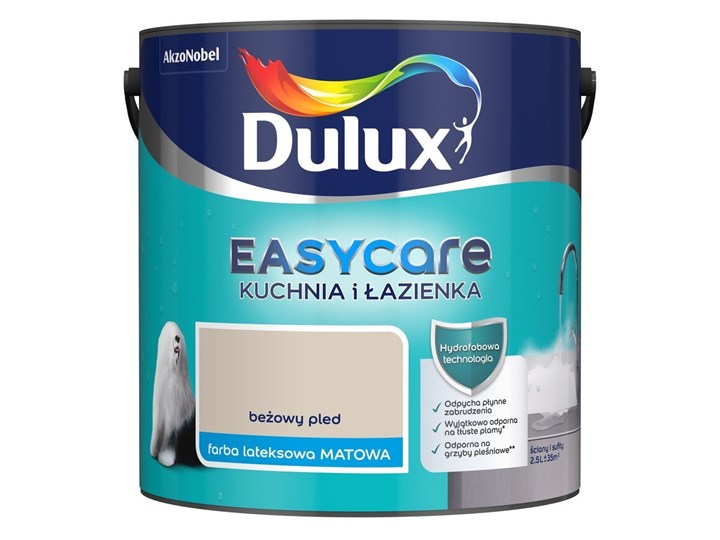 DULUX EASYCARE KUCHNIA I ŁAZIENKA BEŻOWY PLED 2.5L Farby do kuchni i łazienki Lateksowa Kolor Szary Pojemność 2,5 L