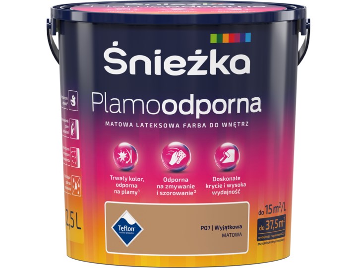Śnieżka Plamoodporna P07 Wyjątkowa 5L Farby do wnętrz Pojemność 0,25 L Lateksowa Kategoria Farby