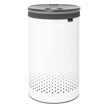 Brabantia - Kosz na bieliznę - szara pokrywa z tworzywa - 60L - biały