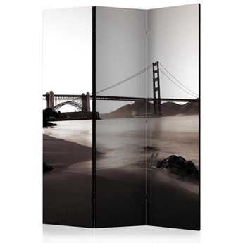 Parawan 3-częściowy - San Francisco: Most Golden Gate w czerni i bieli [Room Dividers]