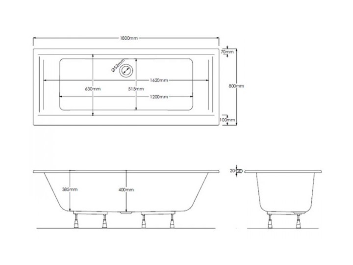 Schedpol Vella wanna prostokątna 180x80 cm 3WSP.V1P-18080 Kompozyt Symetryczne Kategoria Wanny