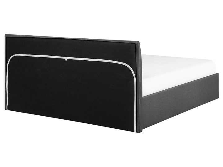 Łóżko ze stelażem szare tapicerowane materiałem z pojemnikiem 160 x 200 cm minimalistyczny wygląd Łóżko tapicerowane Kategoria Łóżka do sypialni