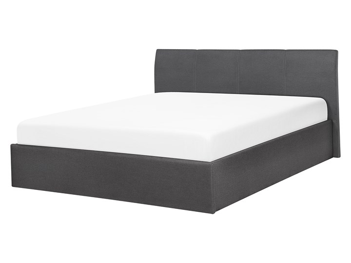 Łóżko ze stelażem szare tapicerowane materiałem z pojemnikiem 160 x 200 cm minimalistyczny wygląd Łóżko tapicerowane Styl Nowoczesny Rozmiar materaca 160x200 cm
