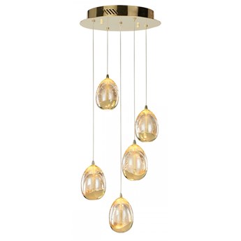 HUELTO 5 GOLD lampa wisząca 5 x 24W LED  szampański krople deszczu nowoczesna design złota ITALUX PND-22112132-5A-CHPN