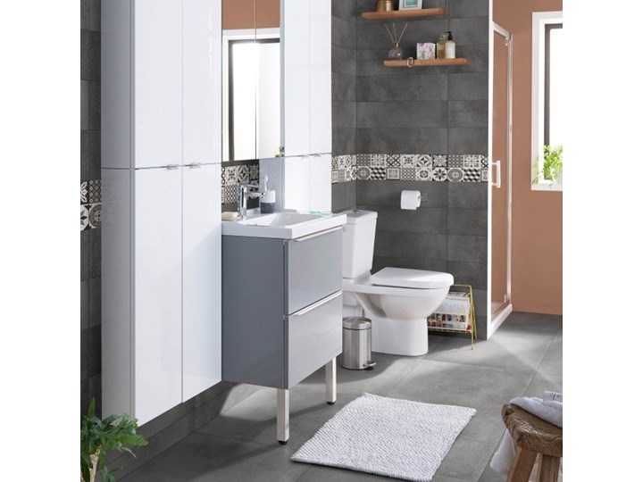 Dekor Konkrete GoodHome 20 x 60 cm black&white 0,96 m2 20x60 cm Płytki ścienne Płytka dekoracyjna Kolor Czarny Wzór Beton