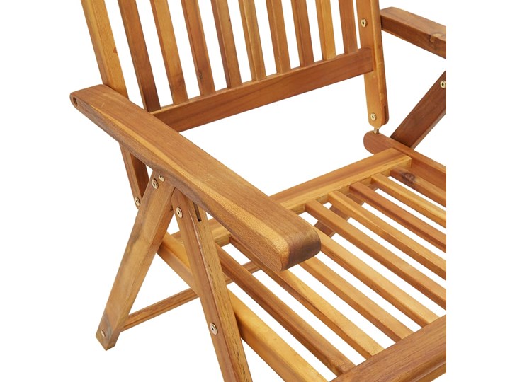 vidaXL Rozkładane krzesła ogrodowe z poduszkami, 2 szt., lita akacja Tworzywo sztuczne Krzesło składane Drewno Krzesło z podłokietnikami Kolor Biały Kolor Szary