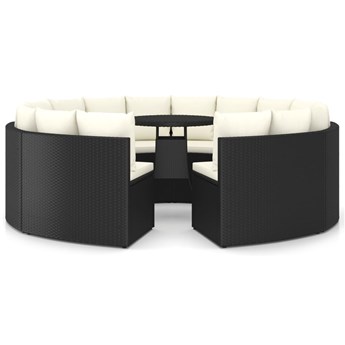 vidaXL 9-częściowa sofa ogrodowa z poduszkami, rattan PE, czarna