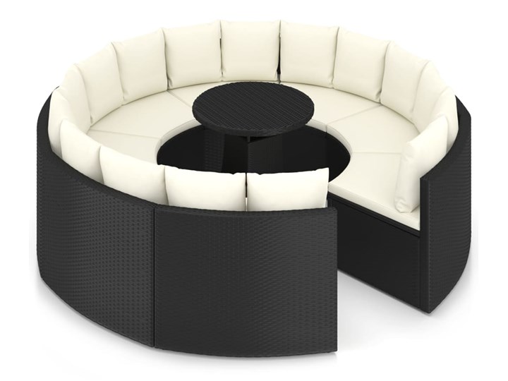 vidaXL 9-częściowa sofa ogrodowa z poduszkami, rattan PE, czarna Technorattan Stal Zestawy wypoczynkowe Tworzywo sztuczne Kolor Czarny Kategoria Zestawy mebli ogrodowych