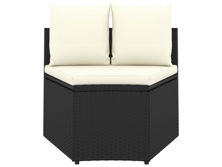 vidaXL 9-częściowa sofa ogrodowa z poduszkami, rattan PE, czarna Stal Tworzywo sztuczne Technorattan Zestawy wypoczynkowe Kolor Czarny