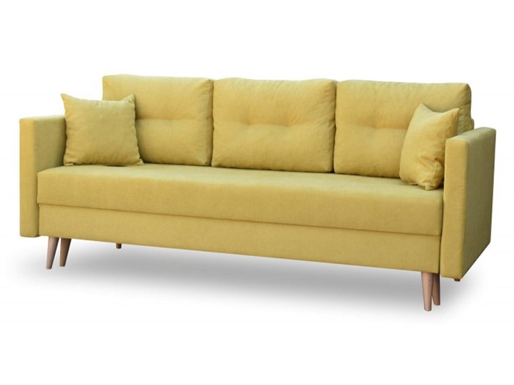 Sofa z Funkcją Spania Lahti Musztardowy Głębokość 92 cm Stała konstrukcja Kolor Żółty Wielkość Trzyosobowa