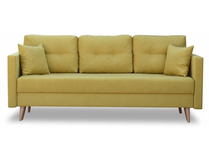 Sofa z Funkcją Spania Lahti Musztardowy Głębokość 92 cm Stała konstrukcja Powierzchnia spania 130x190 cm