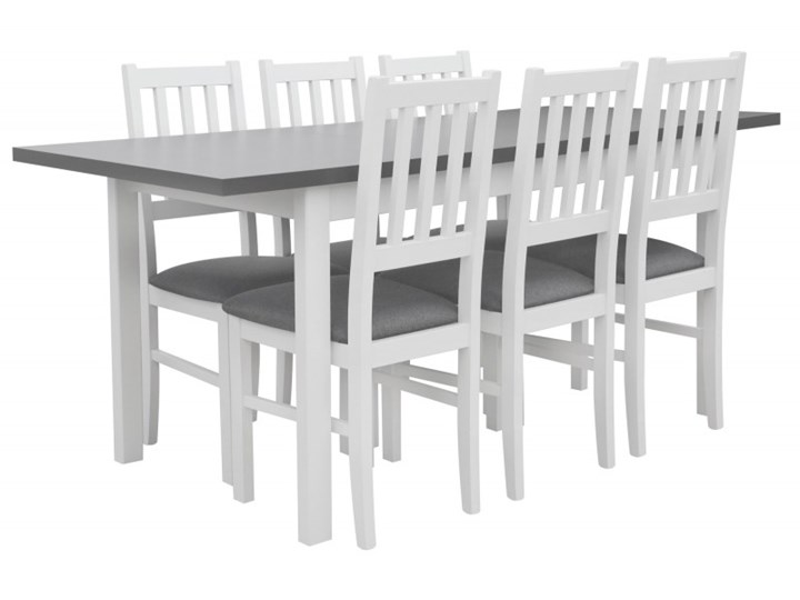Stół Rozkładany + 6 Krzeseł do Kuchni 180/140x80 Grafit Kolor Szary