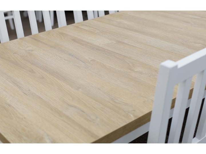 Stół Rozkładany + 6 Krzeseł do Kuchni 180/140x80 Brąz Kolor Biały