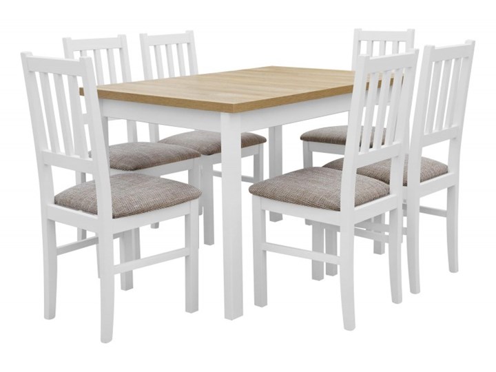 Stół Rozkładany + 6 Krzeseł do Kuchni 150/120x80 Brąz Kategoria Stoły z krzesłami Kolor Biały