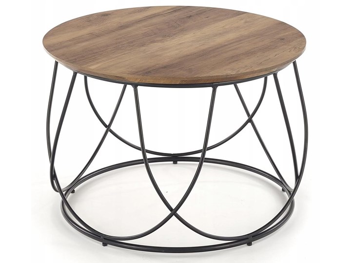 Ława NUBIRA Okrągła Orzech Halmar Stal Styl Industrialny Wysokość 41 cm Metal Płyta MDF Styl Nowoczesny