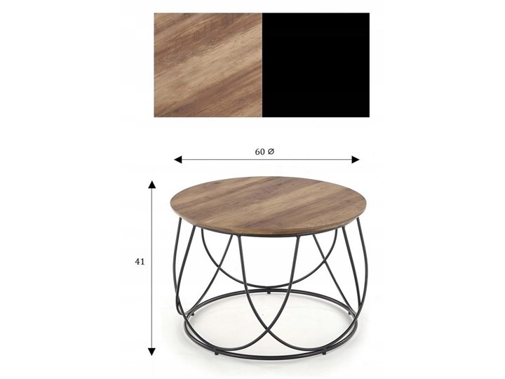 Ława NUBIRA Okrągła Orzech Halmar Metal Stal Wysokość 41 cm Płyta MDF Styl Industrialny