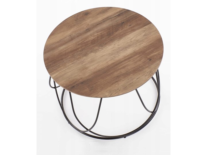 Ława NUBIRA Okrągła Orzech Halmar Metal Stal Wysokość 41 cm Styl Industrialny Płyta MDF Styl Nowoczesny
