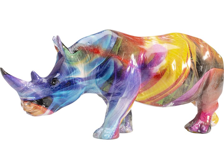 Figurka dekoracyjna Colored Rhino 17x8 cm Zwierzęta Kolor Biały Kolor Wielokolorowy