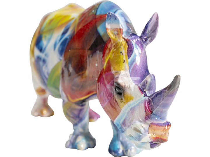 Figurka dekoracyjna Colored Rhino 17x8 cm Kolor Biały Zwierzęta Kolor Wielokolorowy