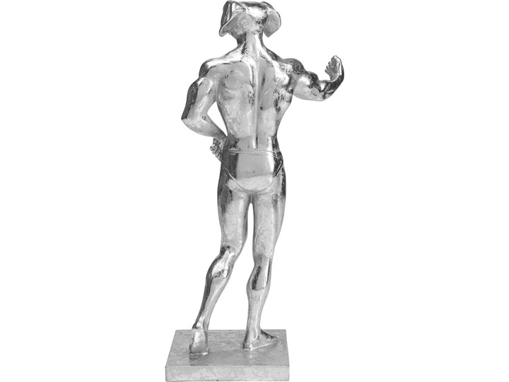 Figurka dekoracyjna Muscle Dog 18x43 cm srebrna Zwierzęta Kolor Srebrny