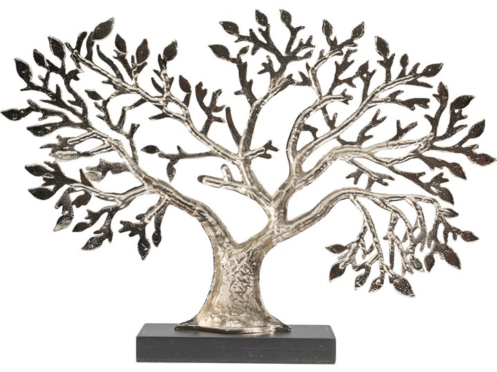Figurka dekoracyjna srebrna drzewo 39x7 cm Rośliny Kolor Srebrny Kategoria Figury i rzeźby