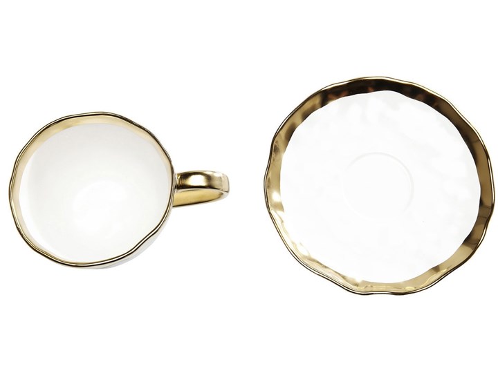 Filiżanka ze spodkiem porcelanowa biała 15x11 cm Ceramika Filiżanka do kawy Porcelana Filiżanka do herbaty Kolor Biały