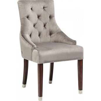 Krzesło welurowe tapicerowane pikowane szare nogi drewniane 53x60 cm