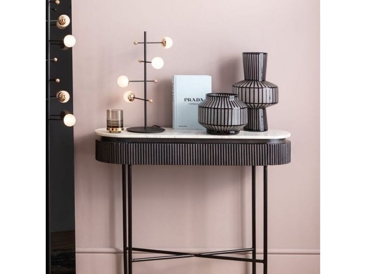 Lampa stołowa Trapez 28x52 cm czarna Tworzywo sztuczne Kolor Biały Stal Kolor Czarny