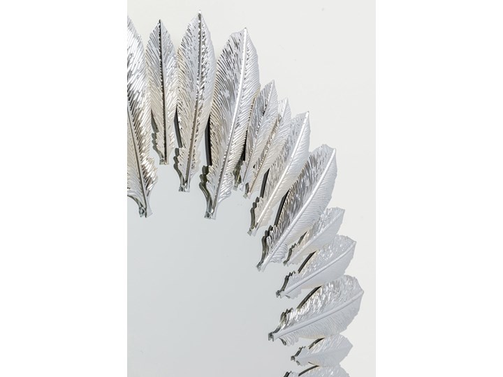 Lustro Feather Dress Ø49 cm srebrne Pomieszczenie Salon Ścienne Okrągłe Lustro z ramą Kolor Szary