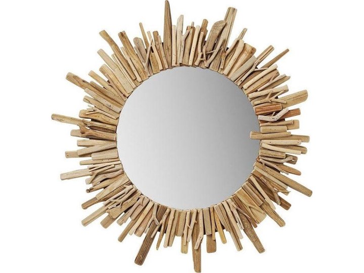 Lustro wiszące Legno ∅82 cm drewniane Lustro z ramą Okrągłe Nieregularne Ścienne Styl Klasyczny