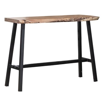 Stół barowy naturalny drewniany blat akacja czarne metalowe nogi 125x46 cm