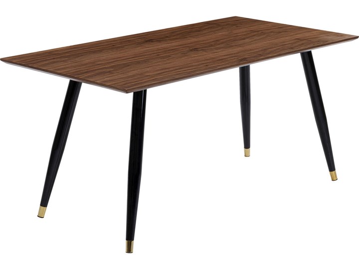 Stół brązowy fornirowany blat orzech czarne metalowe nogi 160x80 cm