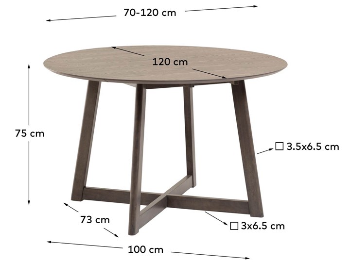 Stół rozkładany Maryse ∅120 cm ciemnobrązowy Drewno Płyta laminowana Rozkładanie Rozkładane