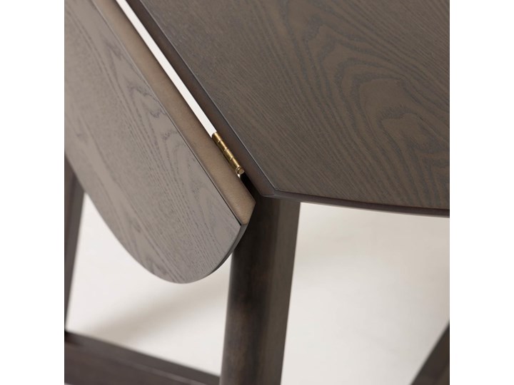 Stół okrągły rozkładany Maryse drewniany ciemnobrązowy 70(120)x75cm Płyta laminowana Drewno Rozkładanie Rozkładane