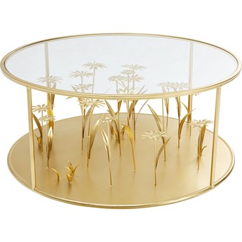 Stolik kawowy okrągły blat szklany złoty Ø80x36 cm