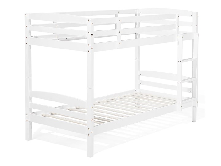 Beliani Łóżko dziecięce piętrowe z szufladami białe drewniane z drabinką 90 x 200 cm Skandynawski design