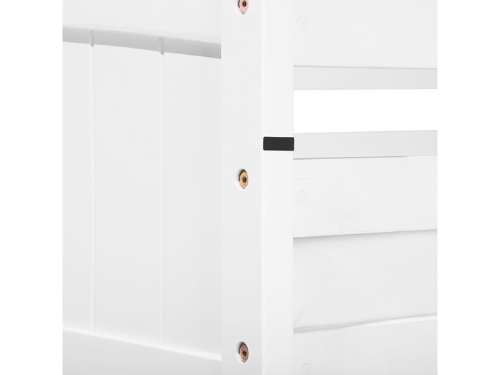 Łóżko dziecięce piętrowe białe drewniane z drabinką 90 x 200 cm Skandynawski design Drewno Łóżko piętrowe Kolor Biały