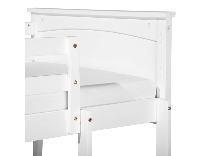 Łóżko dziecięce piętrowe białe drewniane z drabinką 90 x 200 cm Skandynawski design Łóżko piętrowe Drewno Kategoria Łóżka dla dzieci