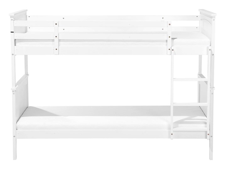 Łóżko dziecięce piętrowe białe drewniane z drabinką 90 x 200 cm Skandynawski design Łóżko piętrowe Rozmiar materaca 90x200 cm Drewno Kategoria Łóżka dla dzieci