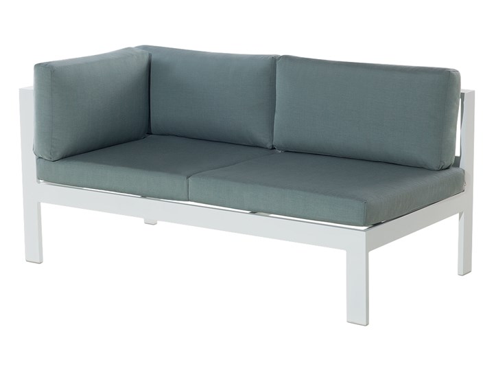 Zestaw mebli ogrodowych 6-osobowy biały aluminium zielone poduszki narożnik pufa stół stolik Tworzywo sztuczne Zestawy modułowe Zestawy wypoczynkowe Kategoria Zestawy mebli ogrodowych