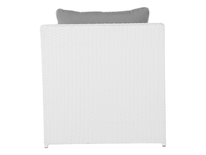 Zestaw mebli ogrodowych 5-osobowy biały rattan szare poduszki sofa 2 fotele pufa stolik Technorattan Aluminium Zestawy wypoczynkowe Tworzywo sztuczne Styl Nowoczesny